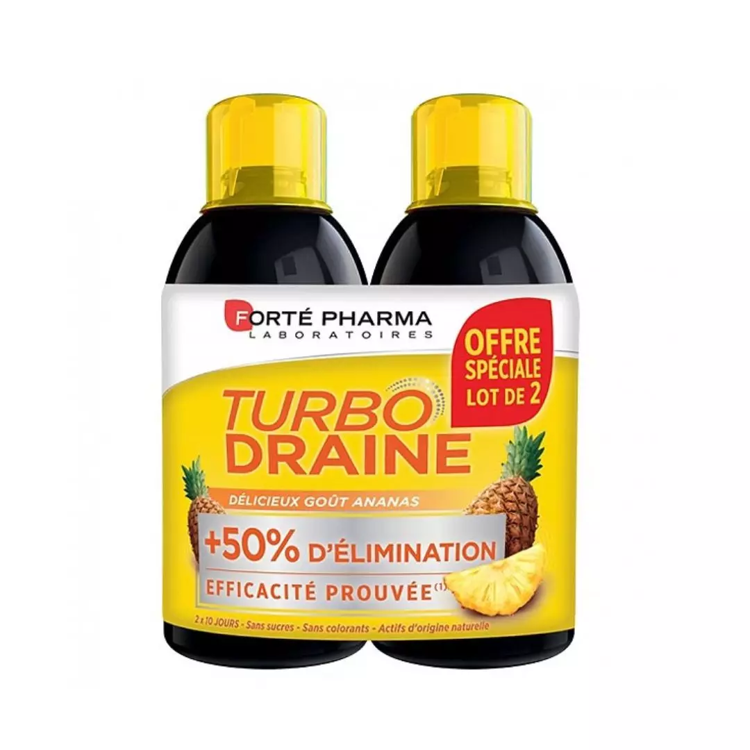 forte pharma lot 2 turbodraine ananas 500 ml -50%