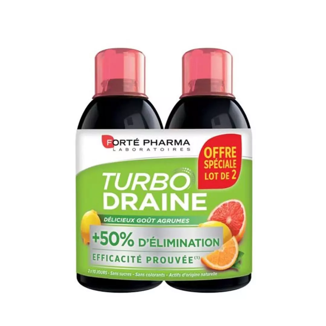 forte pharma lot 2 turbodraine agrume 500 ml -50%