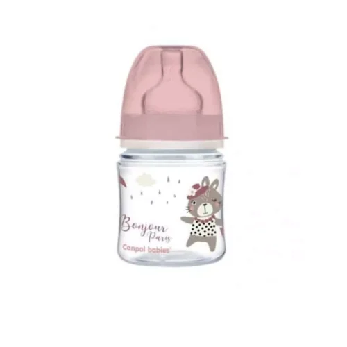 canpol babies biberon anticolique col large rose 120 ml pp