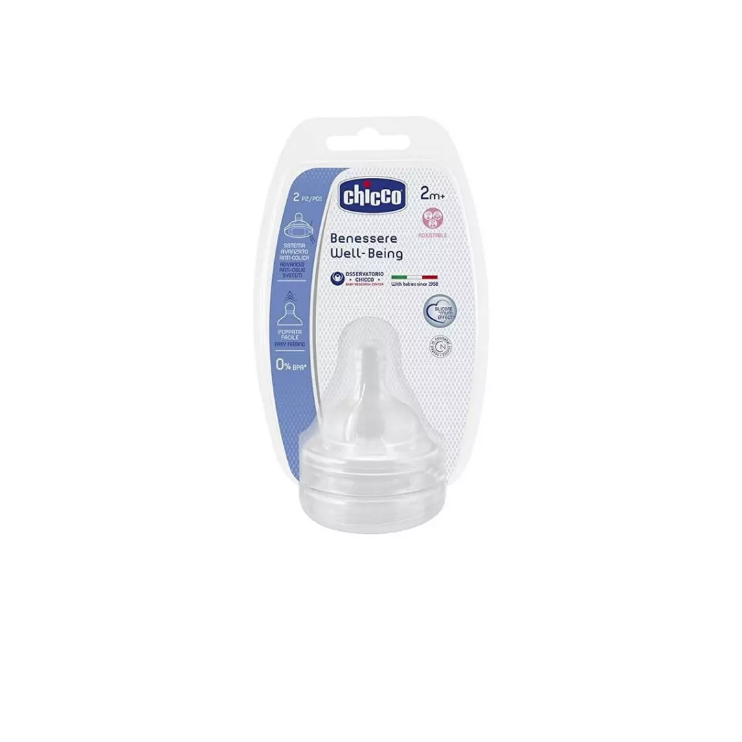 chicco tetine silicone 2m+  2 pcs
