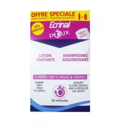ecrinal pack anti poux lotion + shampooing (peigne offert)