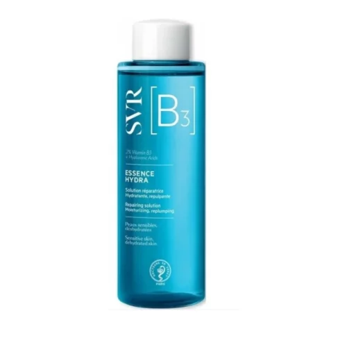 svr [b3] essence hydra est riche en vitamine B3, aussi nommée Niacinamide. Cet actif multi-correcteur de référence fortifie et restaure la barrière cutanée. SVR l'a concentrée à 2% pour réparer les peaux fragilisées. La vitamine B3 hydrate et renforce la peau. Couplée à deux acides hyaluroniques de poids moléculaires différents (moyen et haut), l'Essence (B) repulpe les peaux déshydratées.