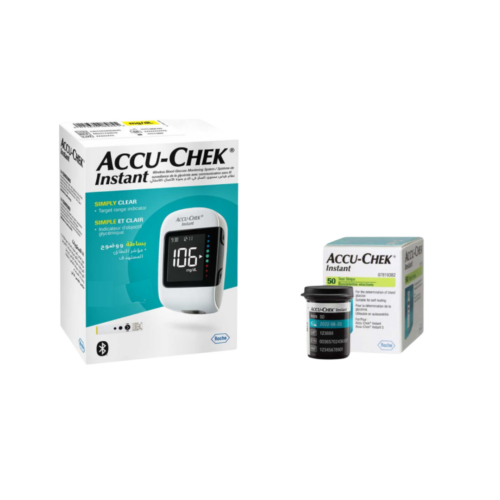 ACCU CHEK INSTANT COFFRET 50 BANDELETTES+APPAREIL + 10 BANDELETTES (OFFERT)