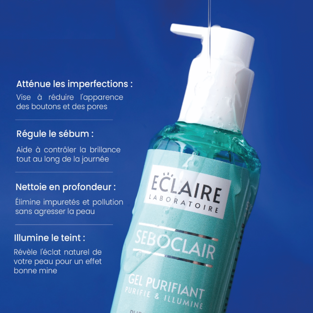 ECLAIRE Seboclair gel nettoyant Peau mixtes et grasses 250ML (2)