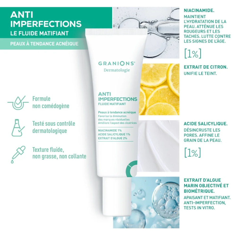 Granions Dermatologie Anti-Imperfections Fluide Matifiant 40 ml (2)