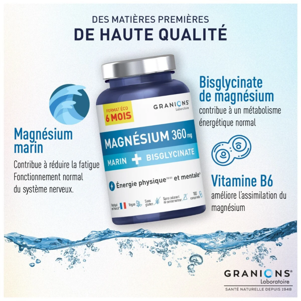 GranionsMagnésium Marin + Bisglycinate Format éco 6 mois (3)
