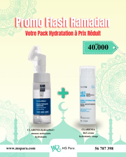 Promo Ramadan : Clarenia Mousse Nettoyante Hydratante & Crème Visage HB3