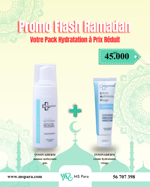 Promo Ramadan : Innovaderm Mousse Nettoyante PNS & Crème Hydratante Visage