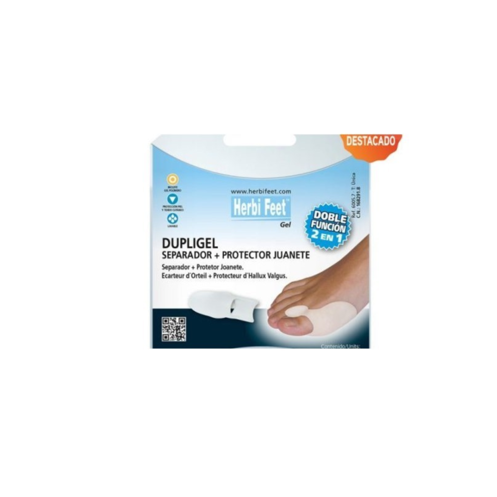 HERBI FEET DUPLIGEL SÉPARATEUR D&rsquo;ORTEIL+PROTECTEUR D&rsquo;HALLUX VALGUS